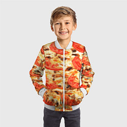 Бомбер детский Пицца с грибами и томатом - текстура, цвет: 3D-белый — фото 2