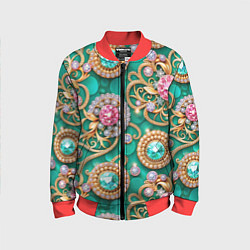 Бомбер детский Ювелирные бирюзовые украшение с золотом и бриллиан, цвет: 3D-красный