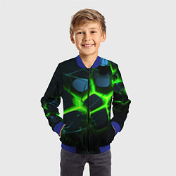 Бомбер детский Зеленый неон и разлом плит, цвет: 3D-синий — фото 2