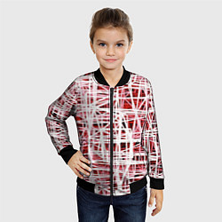 Бомбер детский Хаотичный кубический каркас в красном тумане, цвет: 3D-черный — фото 2