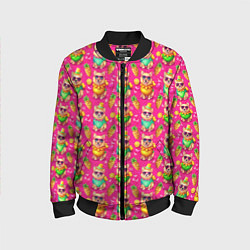 Детский бомбер Щенята и летний вайб паттерн