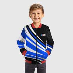 Бомбер детский BMW M - синие волны, цвет: 3D-красный — фото 2