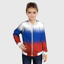 Бомбер детский Российский флаг градиент, цвет: 3D-белый — фото 2