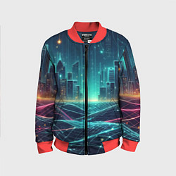 Бомбер детский Metropolis - vaporwave neon glow, цвет: 3D-красный