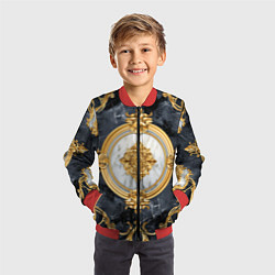 Бомбер детский Классические узоры лакшери текстура, цвет: 3D-красный — фото 2