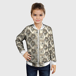 Бомбер детский Паттерн лесного волка, цвет: 3D-белый — фото 2