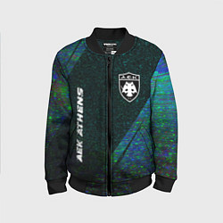 Бомбер детский AEK Athens glitch blue, цвет: 3D-черный
