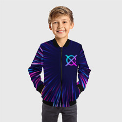 Бомбер детский CreepyPasta neon blast lines, цвет: 3D-черный — фото 2