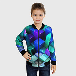 Бомбер детский Неоновые кубы текстура, цвет: 3D-черный — фото 2