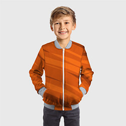 Бомбер детский Тёмный оранжевый полосами, цвет: 3D-серый — фото 2
