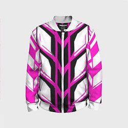 Бомбер детский Чёрно-розовые полосы на белом фоне, цвет: 3D-белый
