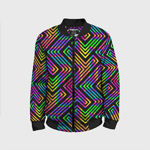 Детский бомбер Линии лабиринта спектрального цвета / 3D-Черный – фото 1