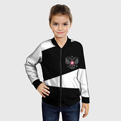 Бомбер детский Герб РФ геометрия текстура, цвет: 3D-черный — фото 2