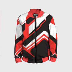 Детский бомбер Бело-красные линии на чёрном фоне