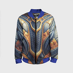 Детский бомбер Темная кожаная броня с желтой оплеткой