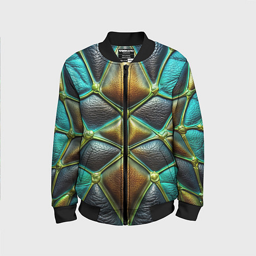 Детский бомбер Объемная футуристичная объемная текстура из кожи / 3D-Черный – фото 1