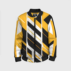 Детский бомбер Black and yellow stripes on a white background