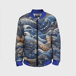 Бомбер детский Джинсовые волны - нейросеть, цвет: 3D-синий