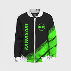 Бомбер детский Kawasaki - logo, цвет: 3D-белый