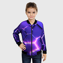 Бомбер детский Фиолетовые плиты с розовым свечением, цвет: 3D-черный — фото 2