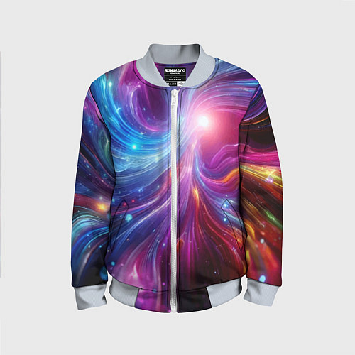 Детский бомбер Неоновая абстракция - нейросеть / 3D-Серый – фото 1