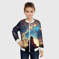 Бомбер детский Небесный пейзаж - сюрреализм, цвет: 3D-белый — фото 2