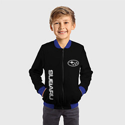 Бомбер детский Subaru logo white, цвет: 3D-синий — фото 2