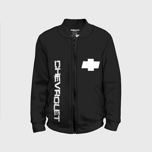 Детский бомбер Chevrolet white logo auto / 3D-Черный – фото 1