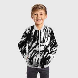 Бомбер детский Чёрно-белая абстракция: нейросеть, цвет: 3D-белый — фото 2