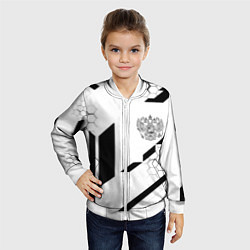 Бомбер детский Герб Рф текстура геймер, цвет: 3D-белый — фото 2