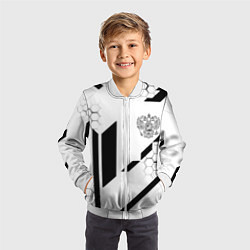 Бомбер детский Герб Рф текстура геймер, цвет: 3D-белый — фото 2