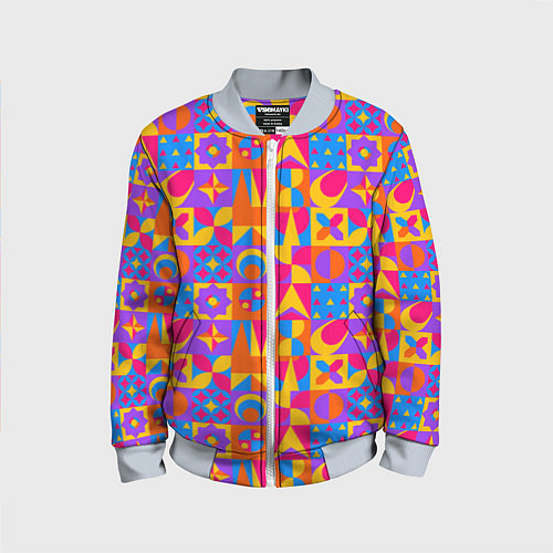 Детский бомбер Нео-гео текстура / 3D-Серый – фото 1