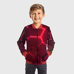 Бомбер детский Маджента неоновые плиты в разломе, цвет: 3D-красный — фото 2