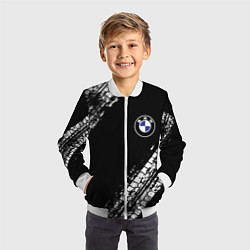 Бомбер детский BMW : автомобильные текстуры шин, цвет: 3D-белый — фото 2
