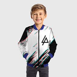 Бомбер детский Linkin park краски глитч, цвет: 3D-синий — фото 2