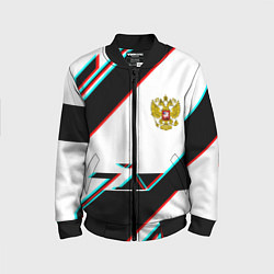 Детский бомбер Россия спортивная геометрия глитч