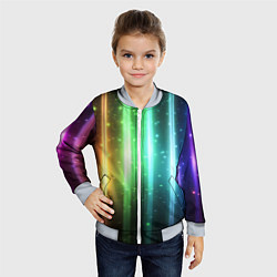 Бомбер детский Светящиеся яркие неоновые полосы в космосе, цвет: 3D-серый — фото 2