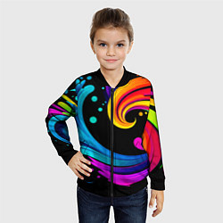 Бомбер детский Joy wave - ai art fantasy, цвет: 3D-черный — фото 2