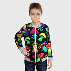 Бомбер детский Биолюминесцентные кислотные грибы, цвет: 3D-серый — фото 2