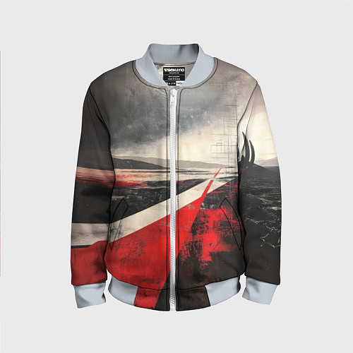 Детский бомбер Футуристичный пейзаж в ретро стиле / 3D-Серый – фото 1