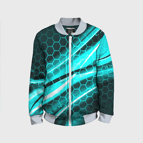 Детский бомбер Неоновая броня абстракция / 3D-Серый – фото 1