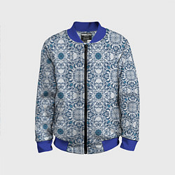 Детский бомбер Геометрический узор бело-синий