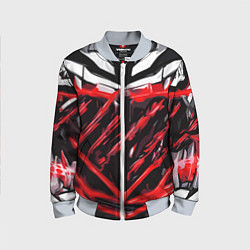 Бомбер детский Red and white abstraction on a black background, цвет: 3D-серый