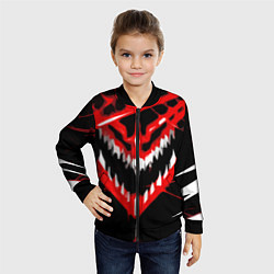 Бомбер детский Красно-белая пасть на чёрном фоне, цвет: 3D-черный — фото 2