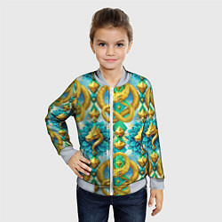Бомбер детский Золотистые змеи и цветы, цвет: 3D-серый — фото 2