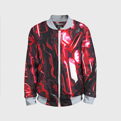Детский бомбер Красно-чёрная киберпанк абстракция / 3D-Серый – фото 1