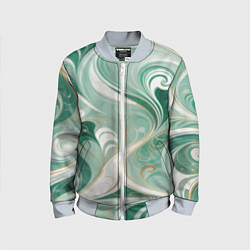 Бомбер детский Светло-зеленый узор с завитками, цвет: 3D-серый