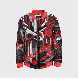 Детский бомбер Красно-белая агрессивная абстракция на чёрном фоне