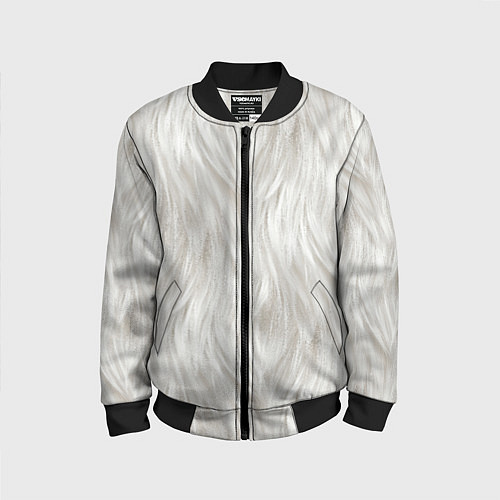 Детский бомбер Белый мех кошки / 3D-Черный – фото 1