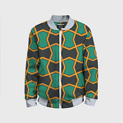 Бомбер детский Геометрический узор желто-зеленый, цвет: 3D-серый